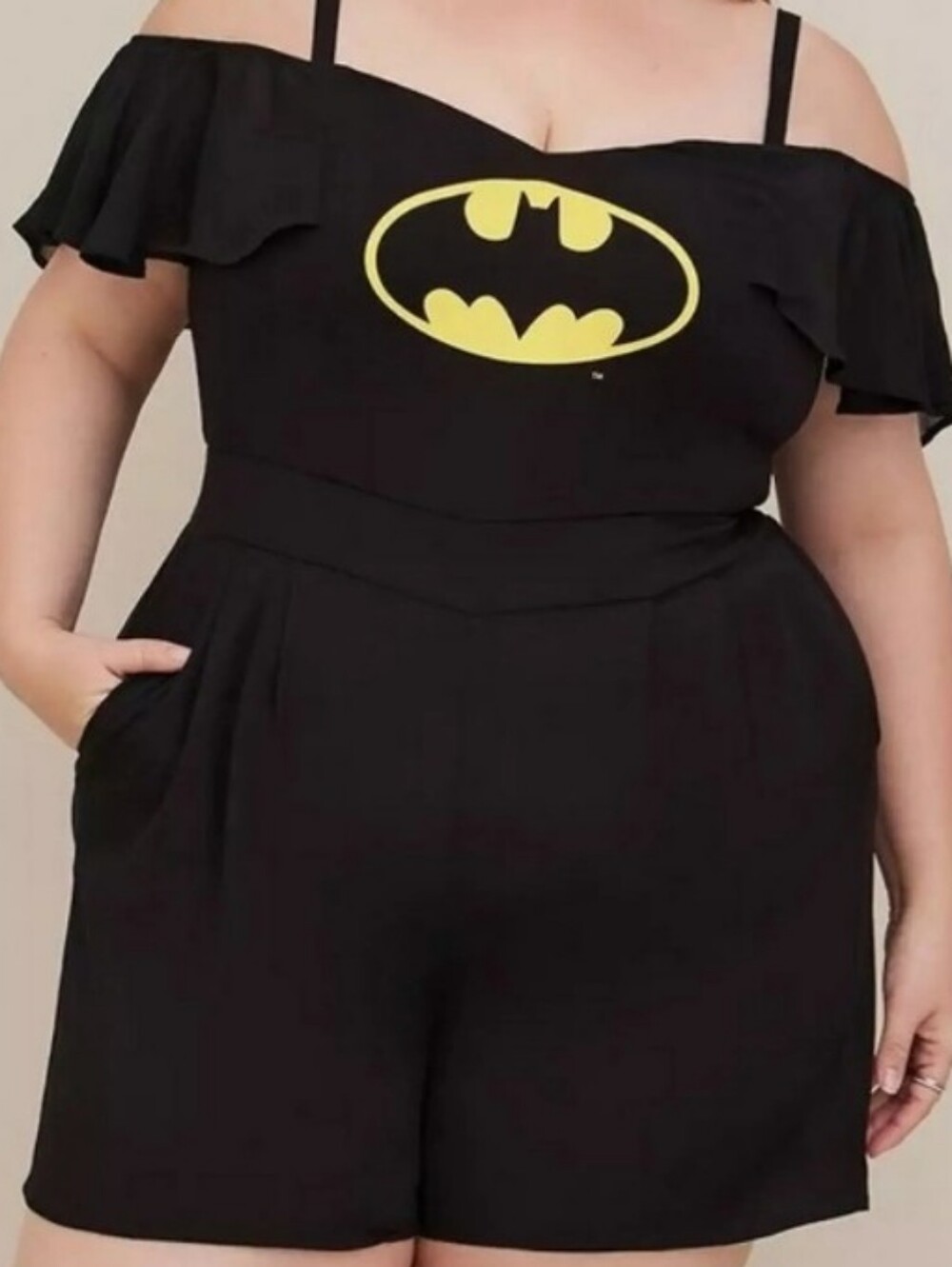 Torrid DC Batman Cold Shoulder Romper 1X 14-16 Black NWT